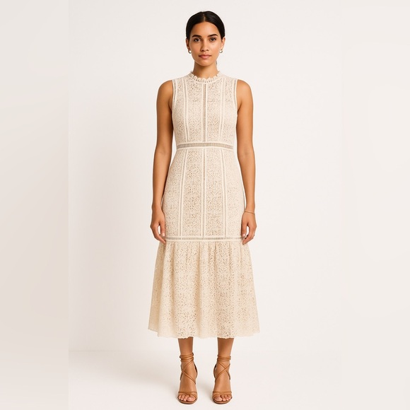 Rebecca Taylor Blush Pink Lace Midi Dress size 2 - Picture 6 of 6